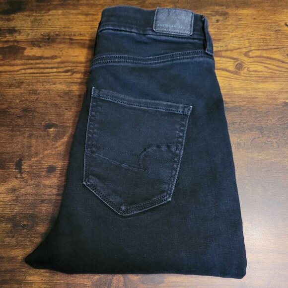 American Eagle Jean 4 S Jegging Curvy Highest Rise Next Level Stretch Black Wash - Picture 3 of 12